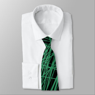 Abstract Lines - Kentucky Green on Black Tie