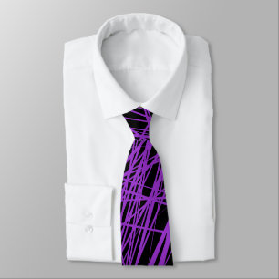 Abstract Lines - Majestic Purple on Black Tie