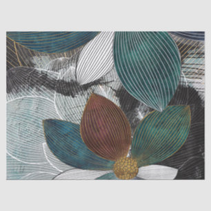 Abstract Linework Floral Art with Bold Petals Tissue Paper