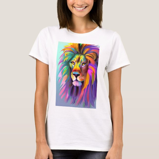 Abstract Lion Face Mystical Fantasy Art T-Shirt (Front)