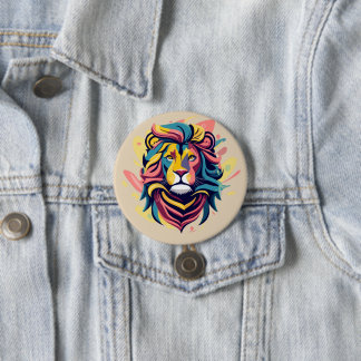 Abstract Lion Head Art 7.5 Cm Round Badge
