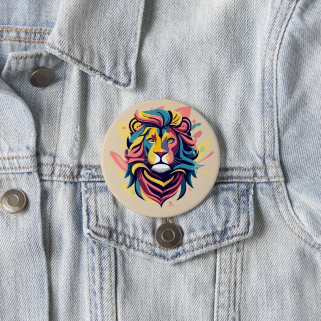 Abstract Lion Head Art 7.5 Cm Round Badge (In Situ)