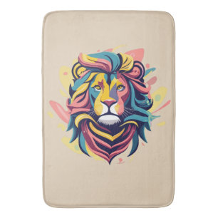 Abstract Lion Head Art Bath Mat