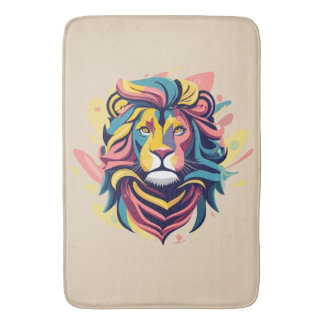 Abstract Lion Head Art Bath Mat