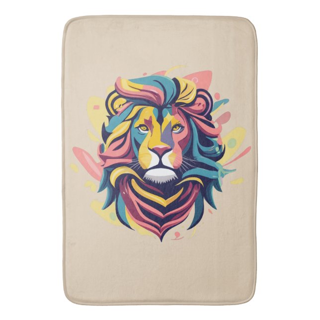 Abstract Lion Head Art Bath Mat (Front Vertical)