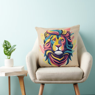 Abstract Lion Head Art Cushion