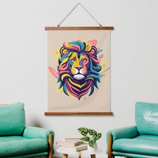 Abstract Lion Head Art Hanging Tapestry (Living Room)