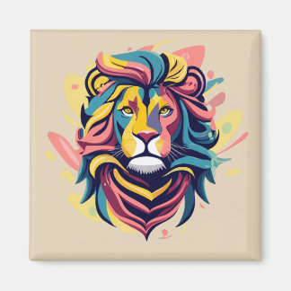 Abstract Lion Head Art Magnet
