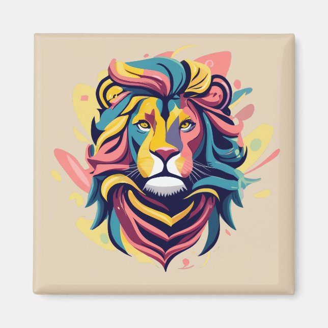 Abstract Lion Head Art Magnet (Front)