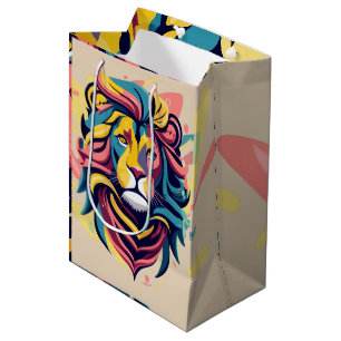 Abstract Lion Head Art Medium Gift Bag