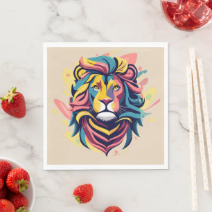 Abstract Lion Head Art Napkin