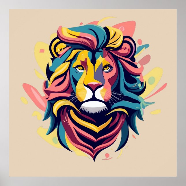 Abstract Lion Head Art Poster (Front)