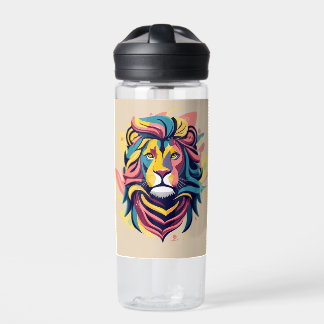 Abstract Lion Head Art Water Bottle
