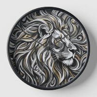 Abstract Lion Mane Gold Paper Art Clocks
