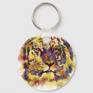 Abstract Lion Paintng Key Ring