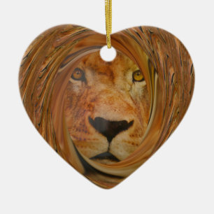 Abstract Lion Safari Art Print Ceramic Tree Decoration