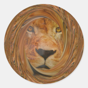 Abstract Lion Safari Art Print Classic Round Sticker