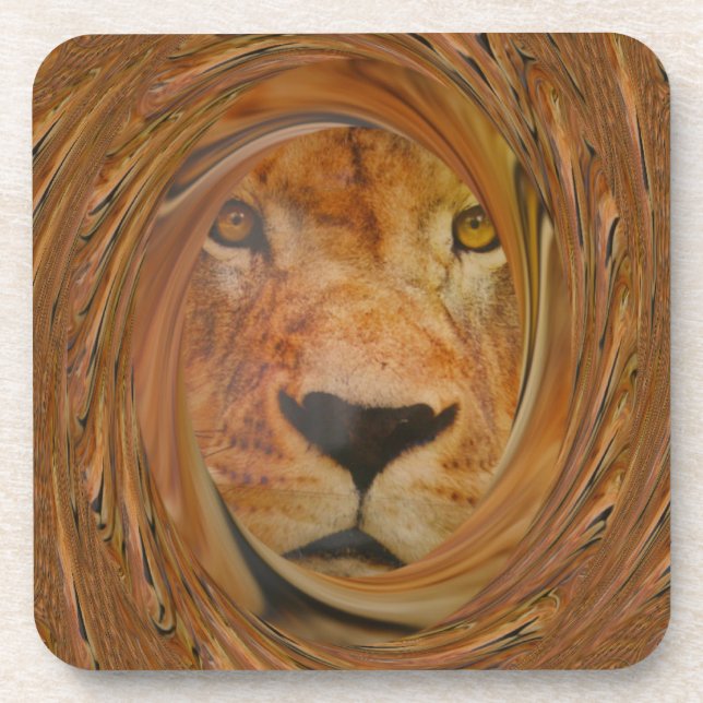 Abstract Lion Safari Art Print Coaster (Front)