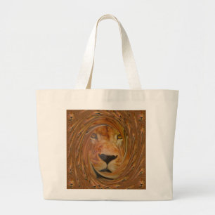 Abstract Lion Safari Art Print Large Tote Bag