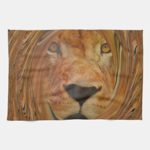 Abstract Lion Safari Art Print Tea Towel