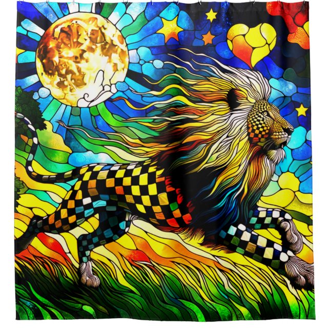 Abstract Lion Shower Curtain (Front)