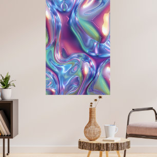 Abstract Liquid Chrome Stretched Canvas Print