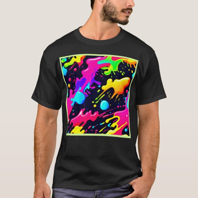 Abstract Liquid Colour Explosion Art T-Shirt (Front)