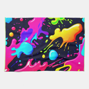 Abstract Liquid Colour Explosion Art Tea Towel