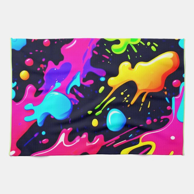 Abstract Liquid Colour Explosion Art Tea Towel (Horizontal)
