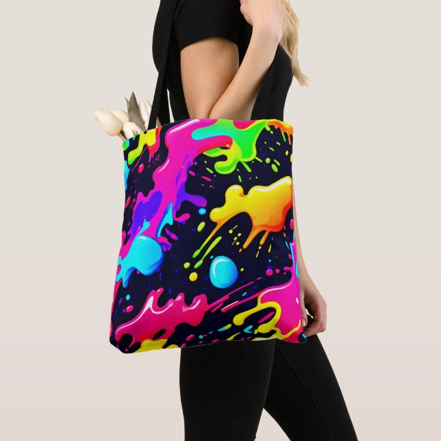 Abstract Liquid Colour Explosion Art Tote Bag (Close Up)
