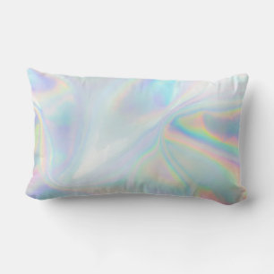 Abstract Liquid Iridescent Holographic Mum Lumbar Cushion