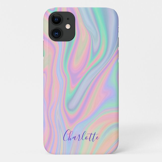 Abstract Liquid Iridescent Pastel Colour. Add Name Case-Mate iPhone Case (Back)