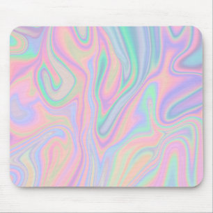 Abstract Liquid Iridescent Pastel Colour Design Mouse Pad