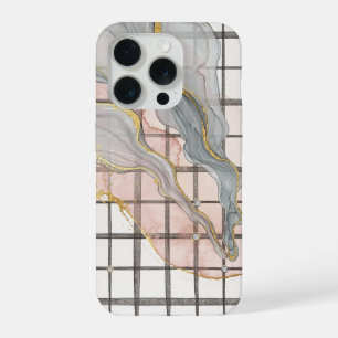 Abstract Liquid Marble Grid Gold Pink Grey Case