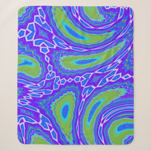 Abstract Liquid Peacock Design Sherpa Blanket