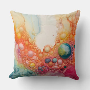 Abstract Liquid Pour Art Beach Vibes, Pebble Cells Cushion