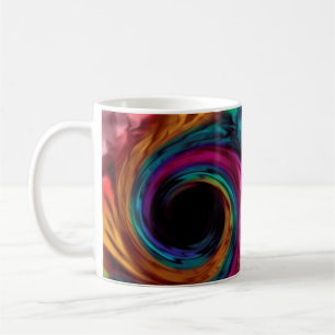 Abstract liquid swirl bright dark colours print coffee mug