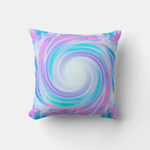 Abstract liquid swirl pastel purple colours print cushion