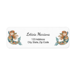 Abstract Little Mermaids Named Return Address Label