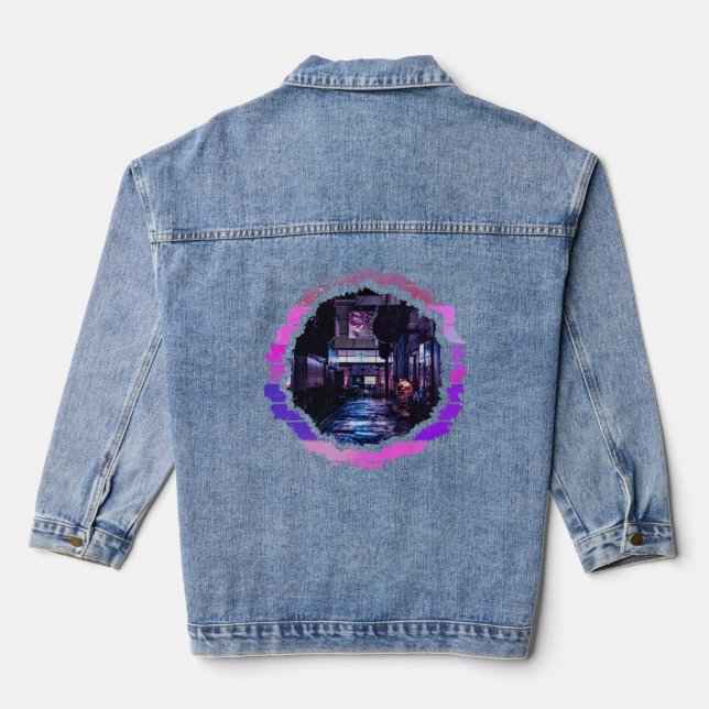 Abstract Lofi City Artwork  Denim Jacket (Back)