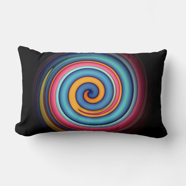 Abstract Lollipop Solid Black Side Lumbar Cushion (Front)