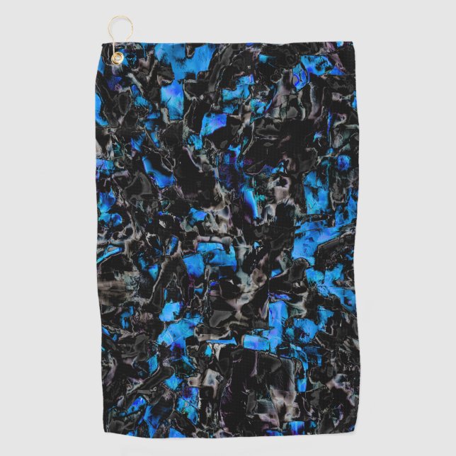 Abstract looking bat wings over stained turquoise  golf towel (Front)