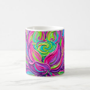 Abstract Lotus Bloom Neon Coffee Mug