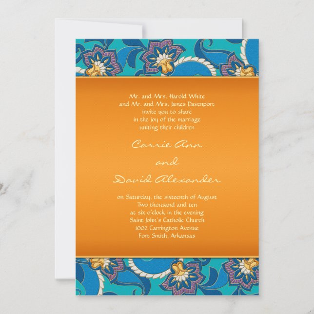 Abstract Lotus Flower Wedding Invitation (Front)