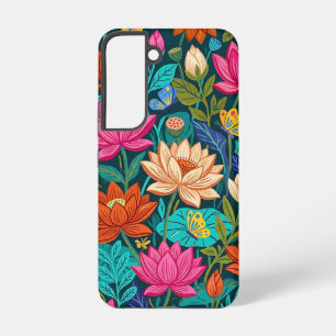 Abstract Lotus Flowers Butterflies Samsung Cases