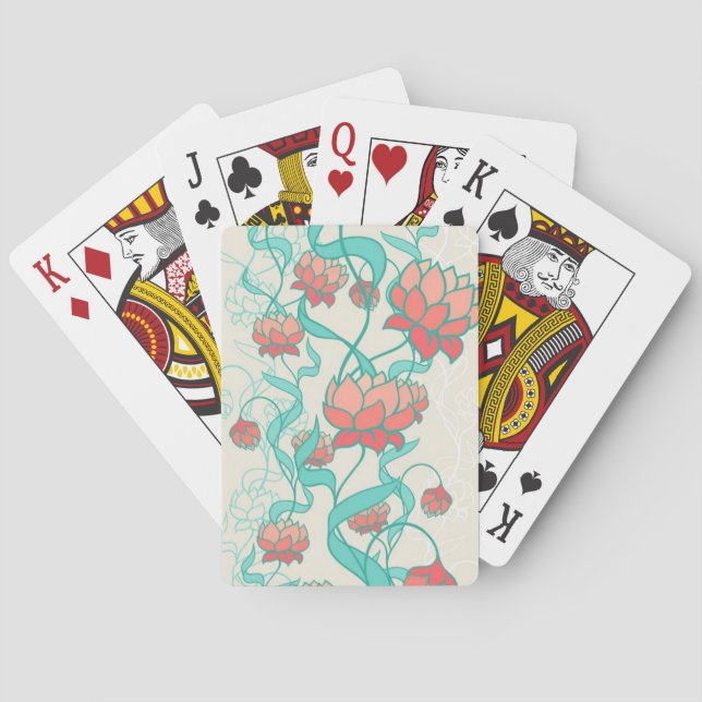 Abstract Lotus Pattern Playing Cards (Back)