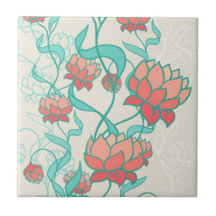 Abstract Lotus Pattern Tile
