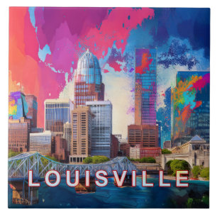 Abstract Louisville Skyline Art Modern Ceramic Tile