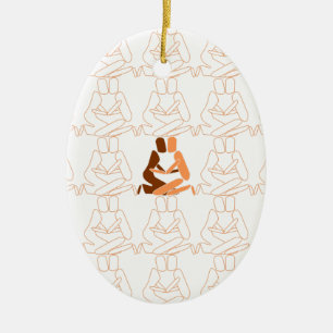 Abstract Love brown and tan outline Ceramic Ornament