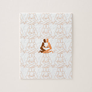 Abstract Love brown and tan outline Jigsaw Puzzle